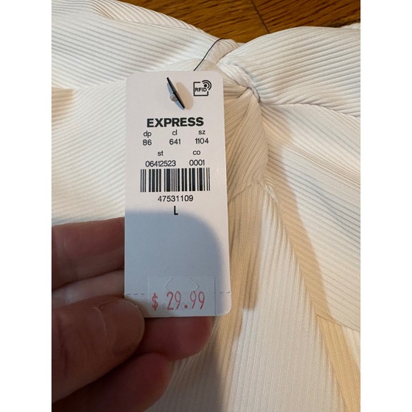 Express Body Contour High Compression Ribbed Twist Front Tube Top White S M L - Picture 6 of 8